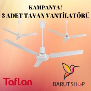 Kaşkar-taflan K56005 3 Kanat Metal Tavan Vantilatörü 3'lü Paket