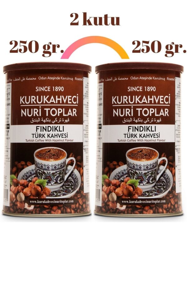 1_org_zoom-1232.jpg Odun Ateşinde Kavrulmuş Fındıklı Türk Kahvesi 2x250 gr Teneke Kutu (İçecek Hediyeli) - Nuri Toplar