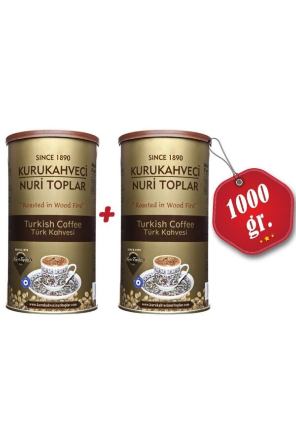 Odun Ateşinde Kavrulmuş Türk Kahvesi 2x500 gr (1 kg) Yuvarlak Teneke Kutu - Nuri Toplar