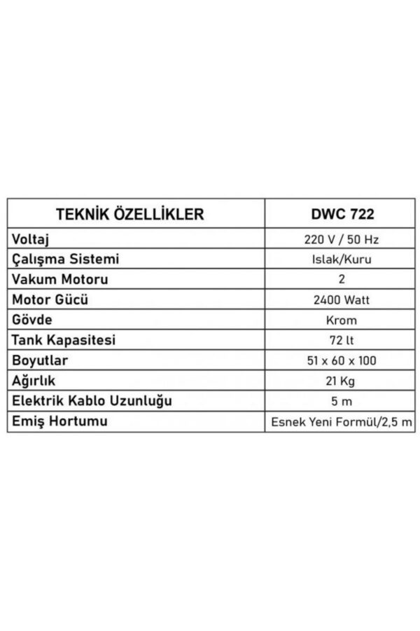 Saftan DWC 722 OTO Sanayi Tipi İki Motorlu Islak Kuru Çelik Gövdeli Profesyonel Elektrikli Süpürge