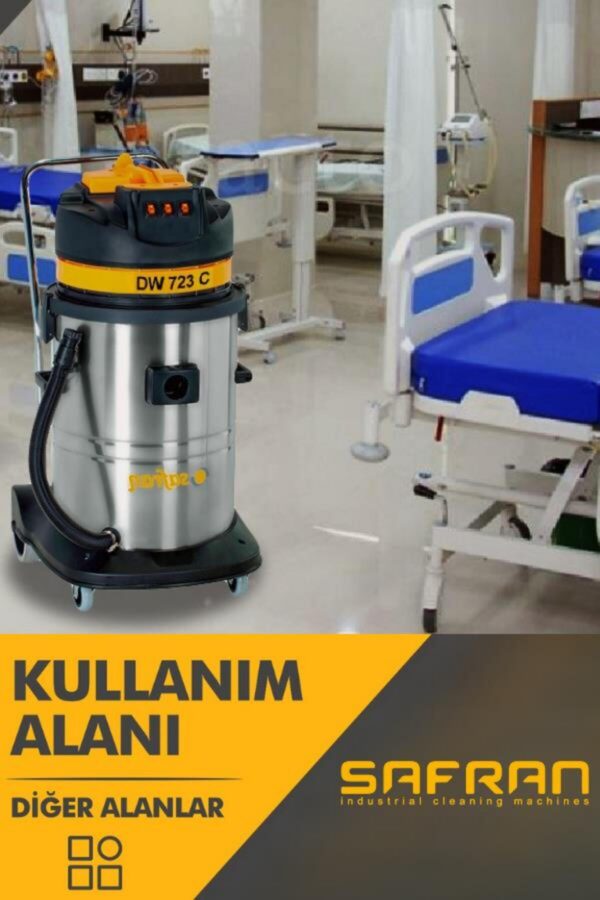 Saftan DWC 722 OTO Sanayi Tipi İki Motorlu Islak Kuru Çelik Gövdeli Profesyonel Elektrikli Süpürge