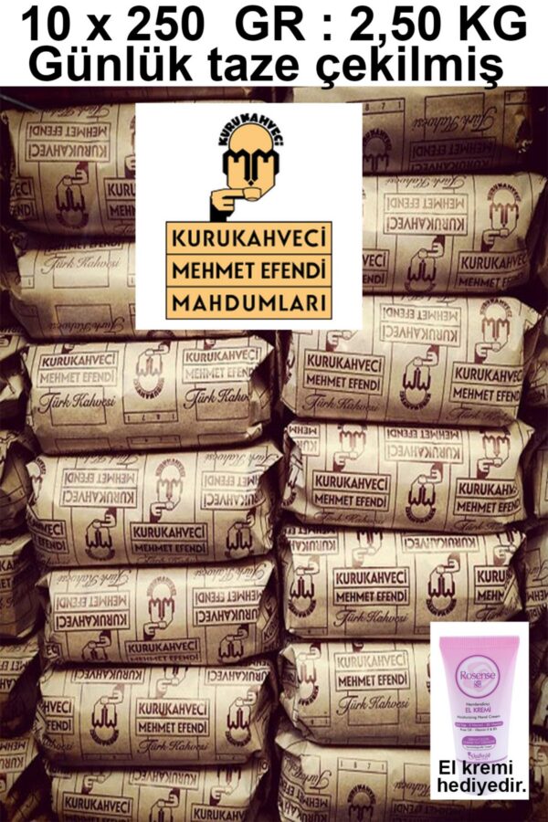 Kurukahveci Mehmet Efendi Mahdumları Türk Kahvesi 10x250 gr (2,5 kg) - Günlük Çekim Hediyeli